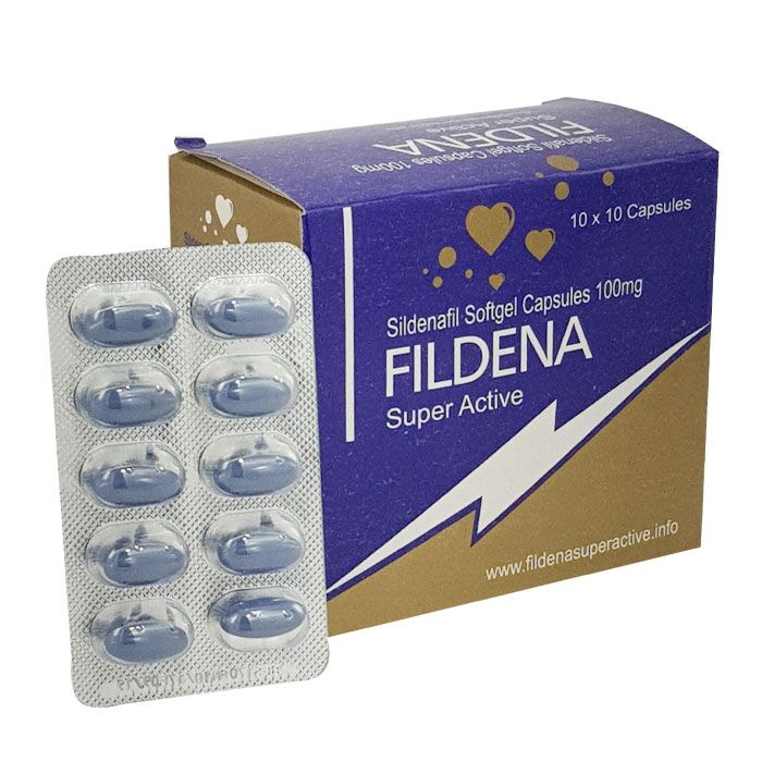 fildena-super-active Close-up of Fildena Super Active Softgel Capsule with dosage information.